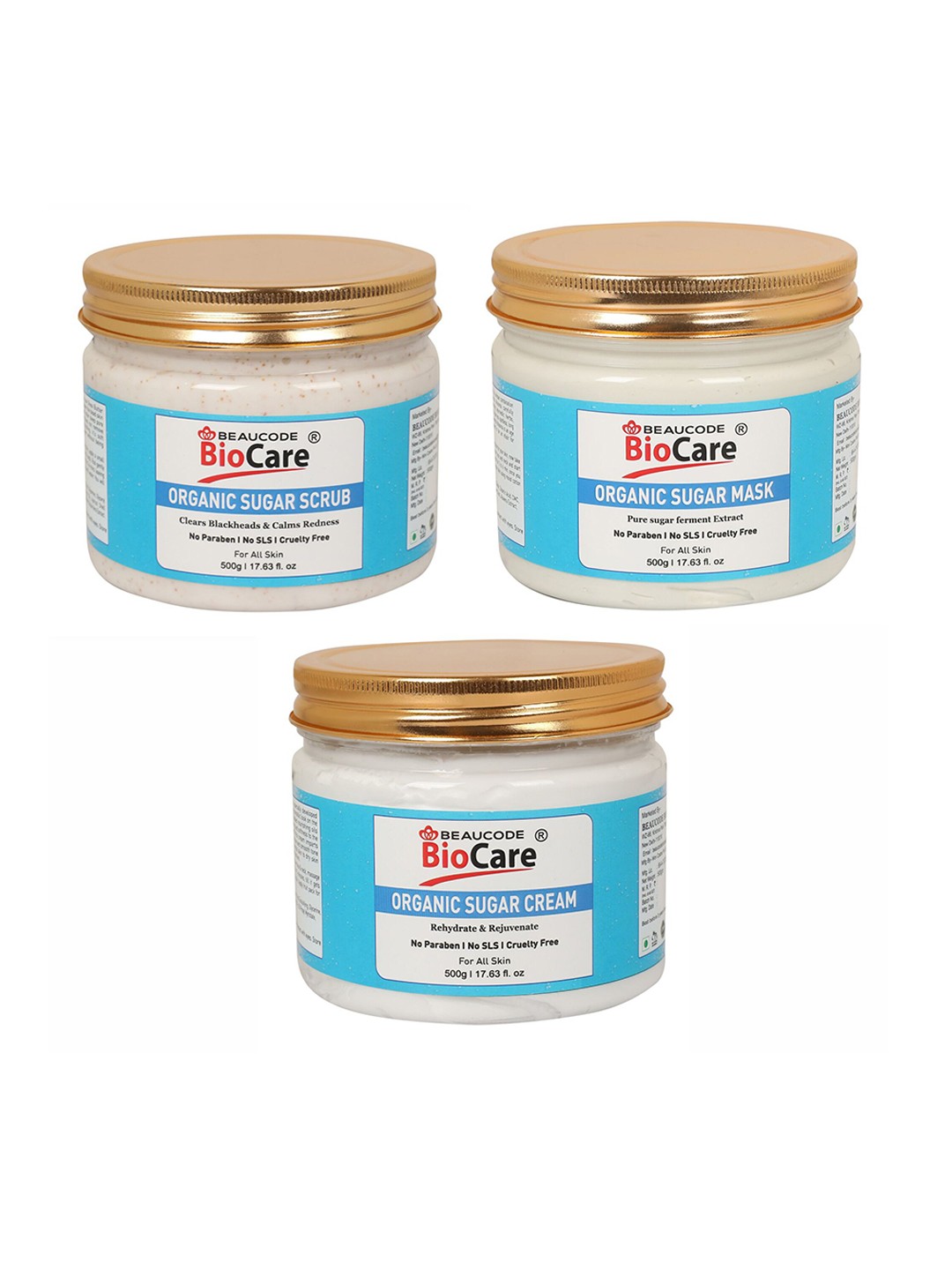 

BEAUCODE BIOCARE Organic Sugar Facial Kit for All Skin Types - 1500 g, Blue
