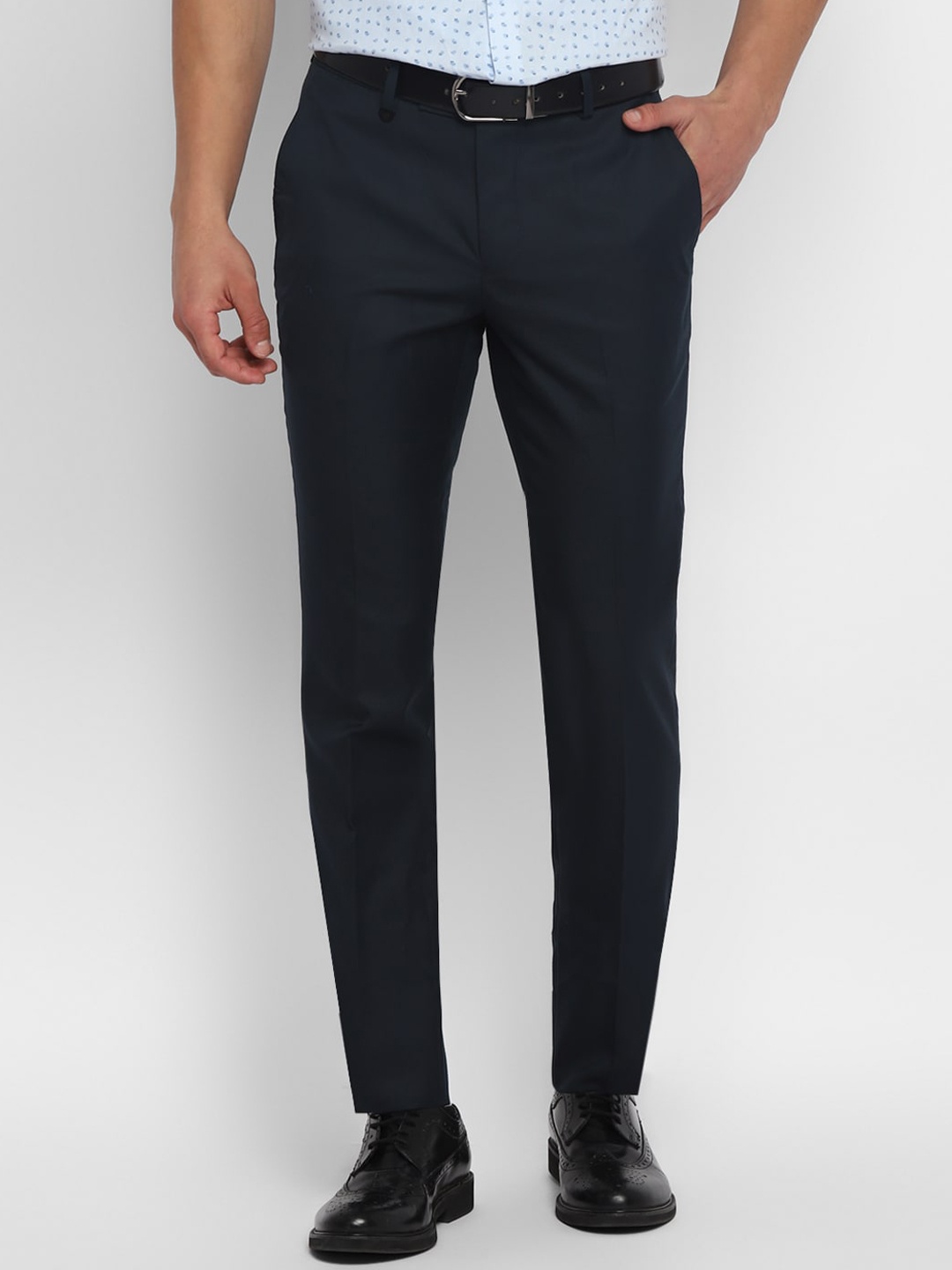 

Turtle Men Navy Blue Slim Fit Easy Wash Trousers
