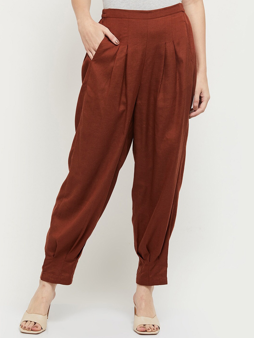 

max Women Coral Pleated Trousers