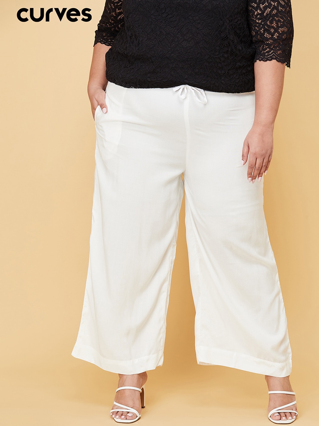

max Women Plus Size White Trousers