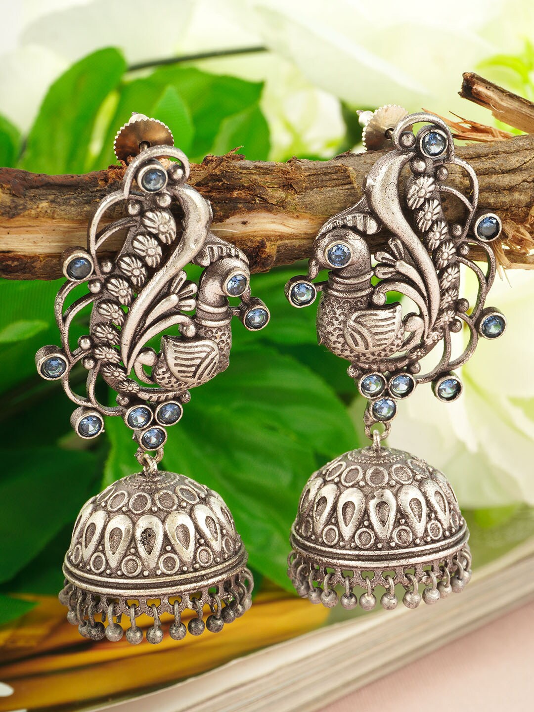 

Urmika Silver-Toned Classic Jhumkas Earrings