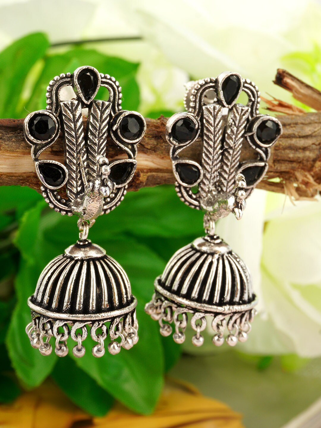 

Urmika Black Classic Jhumkas Earrings