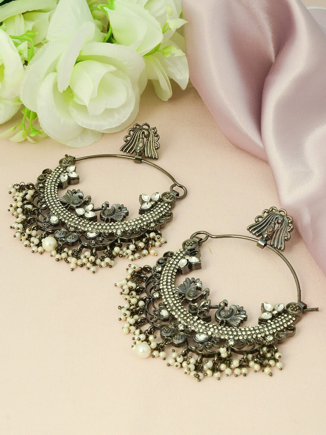 

Urmika Silver-Toned Classic Chandbalis