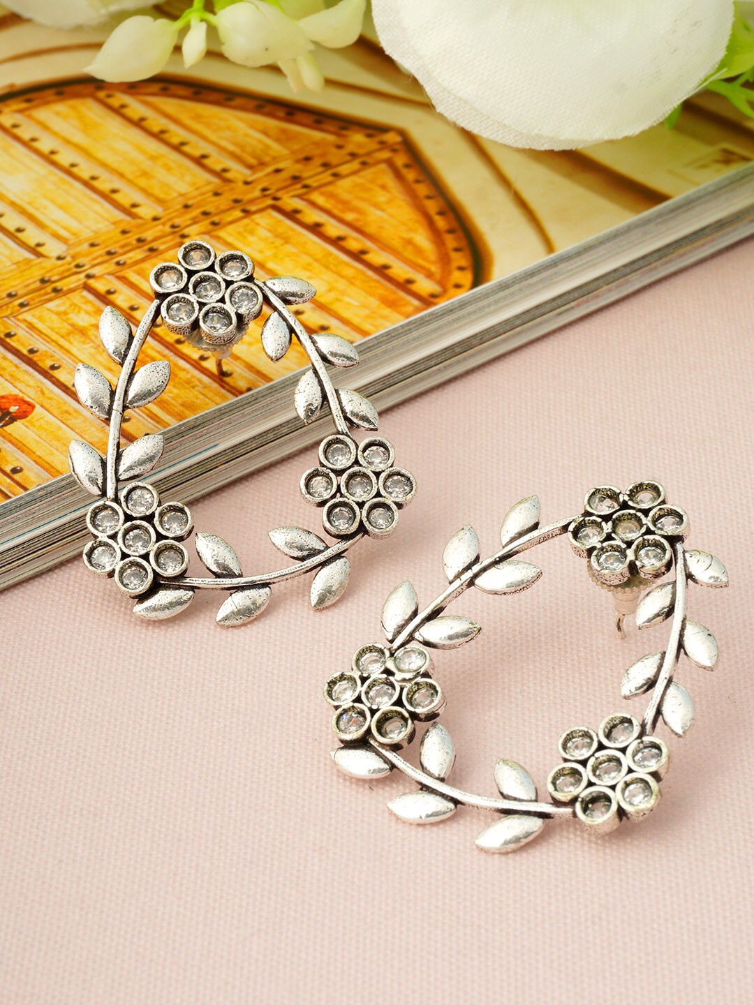

Urmika Silver-Toned Geometric Studs Earrings