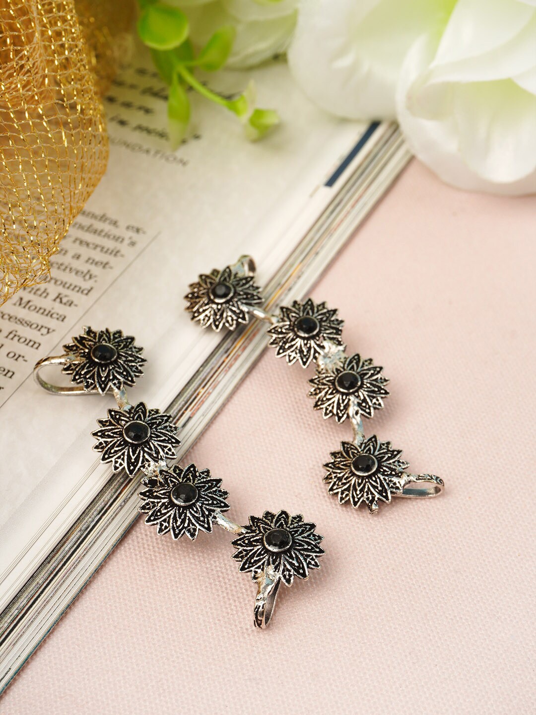 

Urmika Black Classic Ear Cuff Earrings