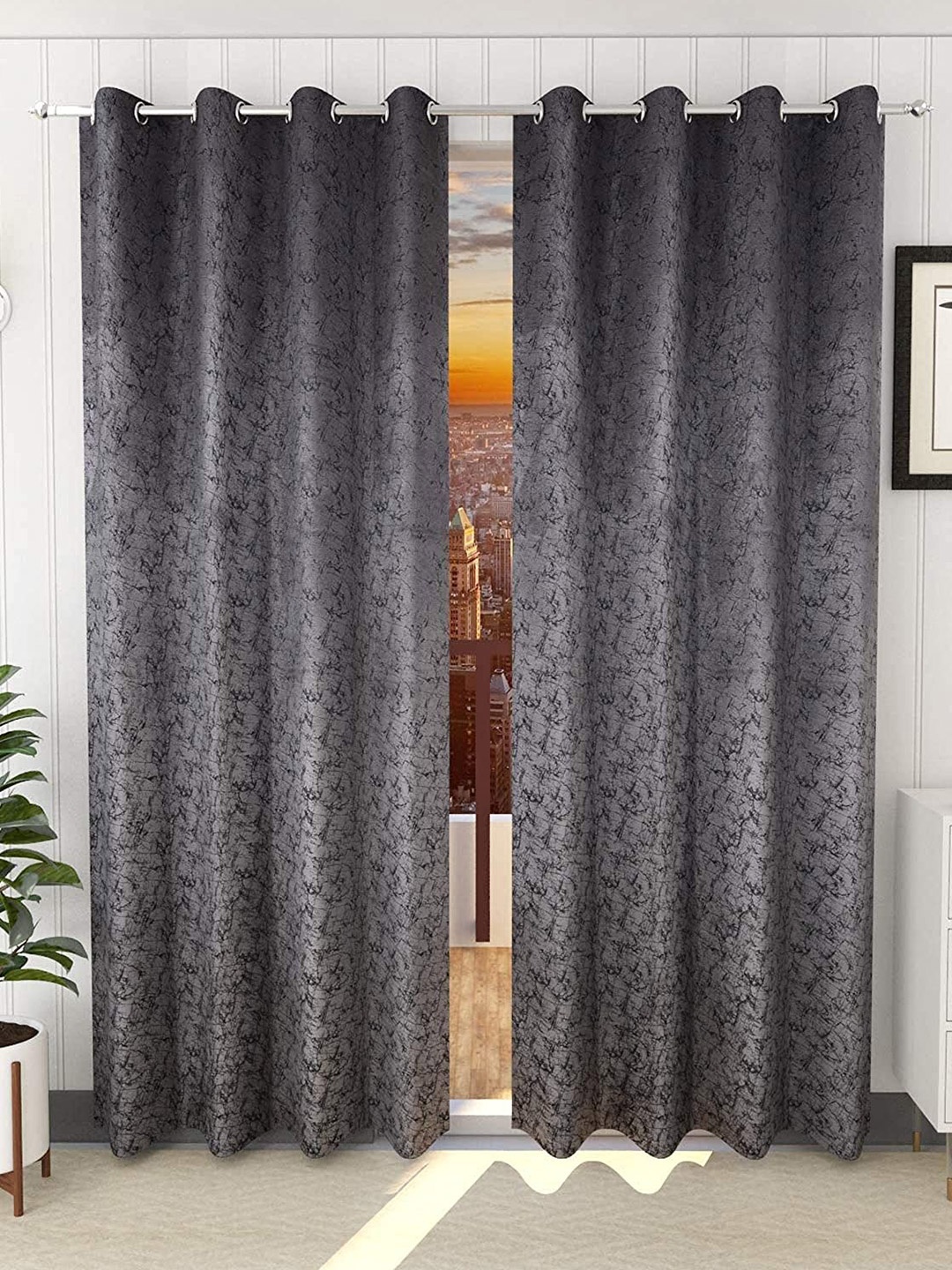 

JARS Collections Set of 2 Grey Room Darkening Window Curtain