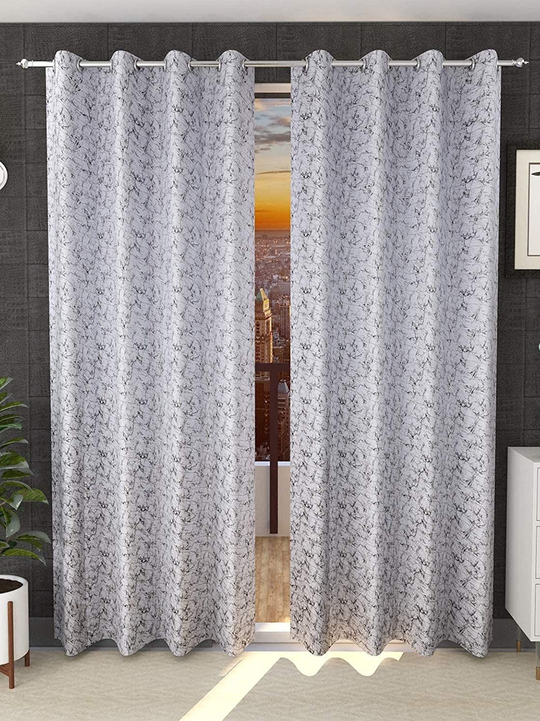 

JARS Collections White & Black Set of 2 Room Darkening Window Curtain