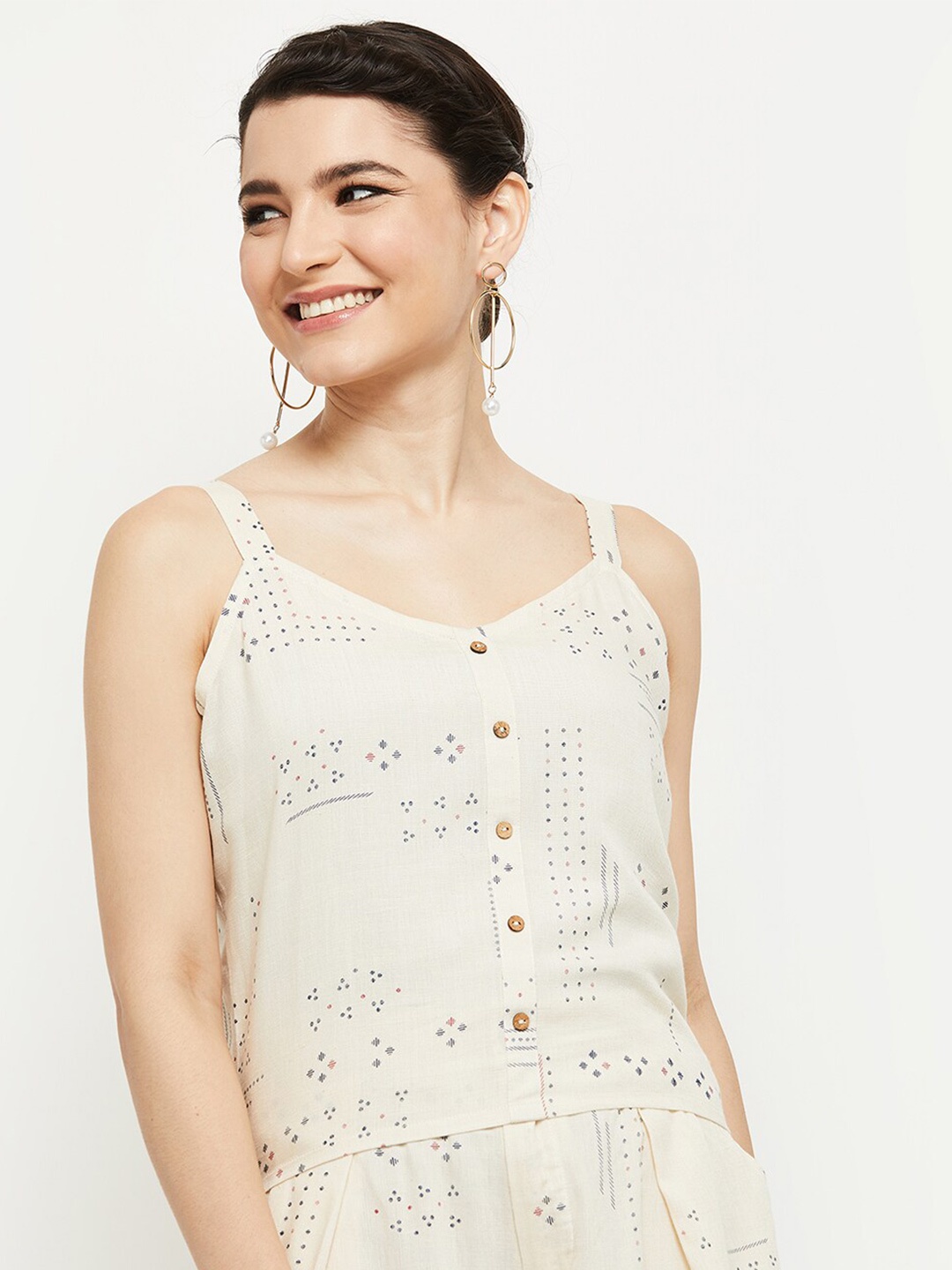 

max Off White Geometric Print Top, Brown