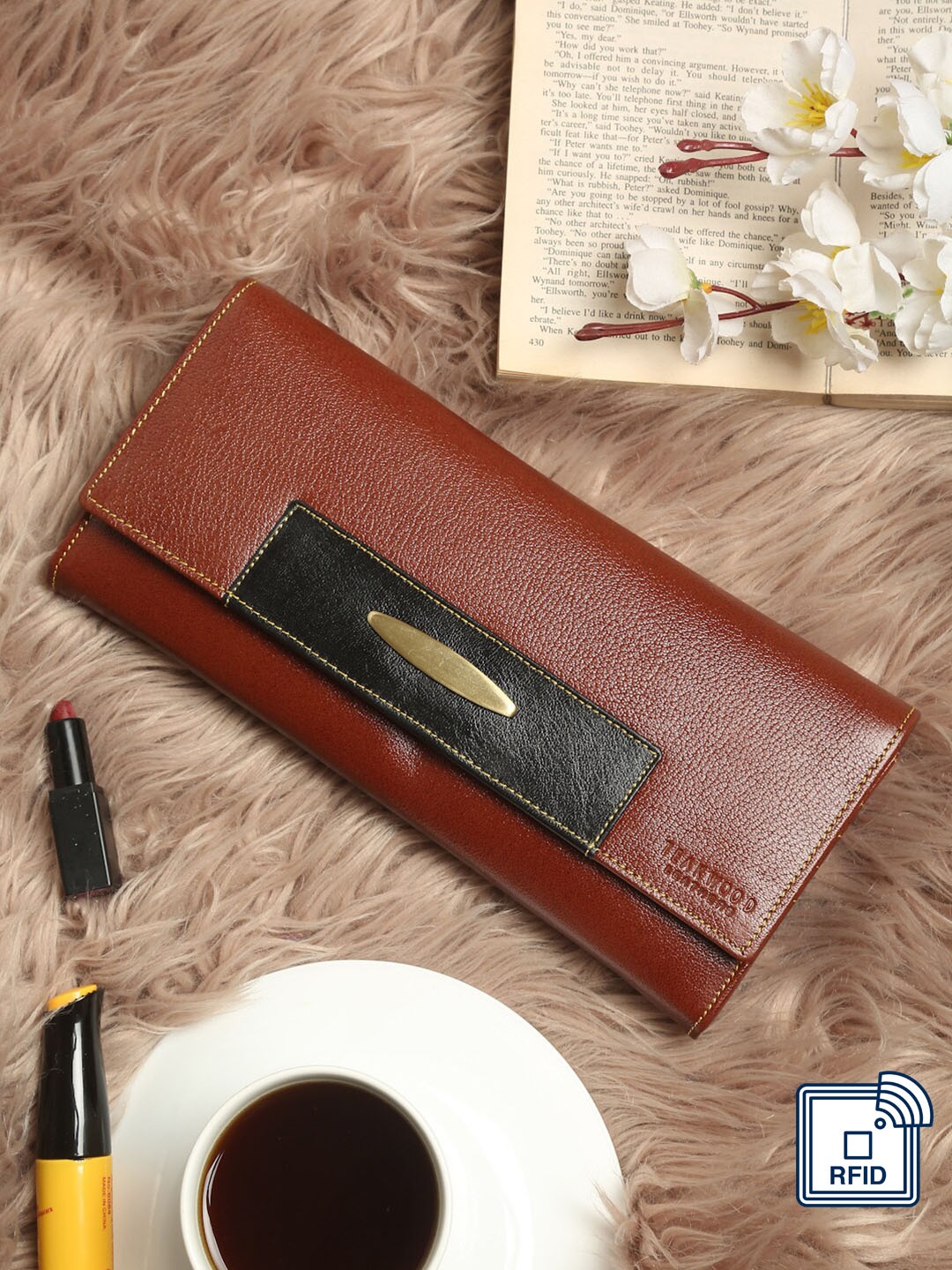 

Teakwood Leathers Women Red & Black Leather Two Fold Wallet