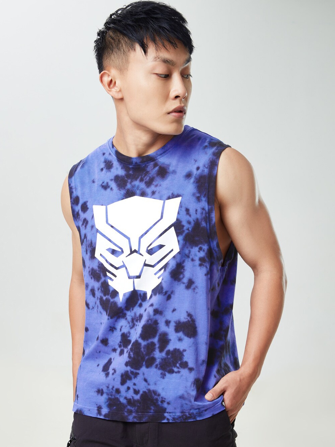 

The Souled Store Men Blue & Black Printed Cotton Innerwear Vests