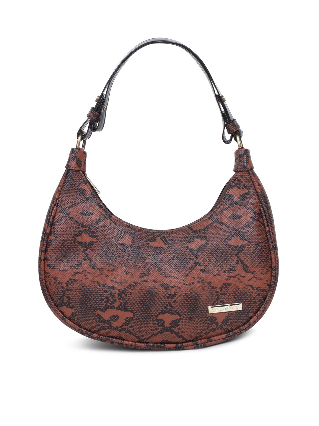 

Spice Art Women Brown Animal Printed PU Half Moon Hobo Bag