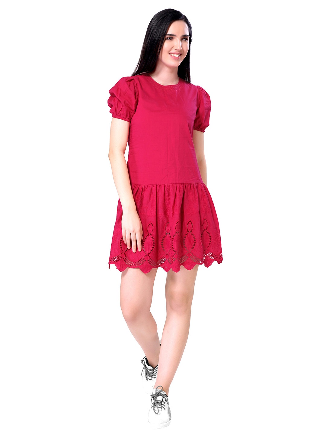 

ZINNIA Women Pink Drop-Waist Solid Dress