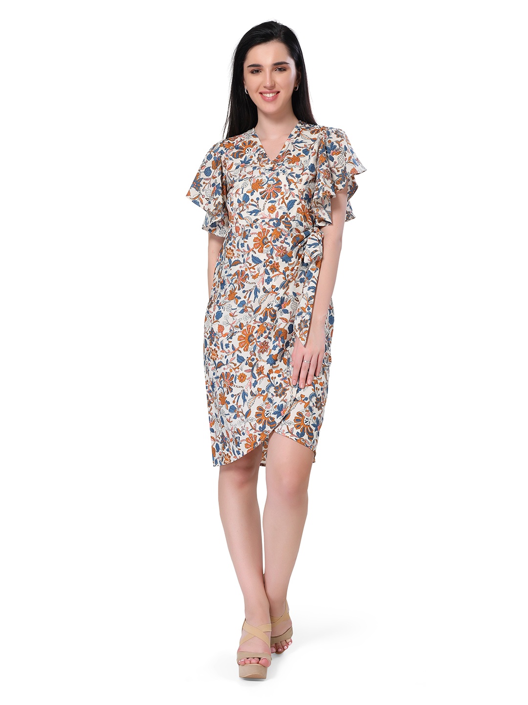 

ZINNIA Women Cream-Coloured Floral A-Line Dress