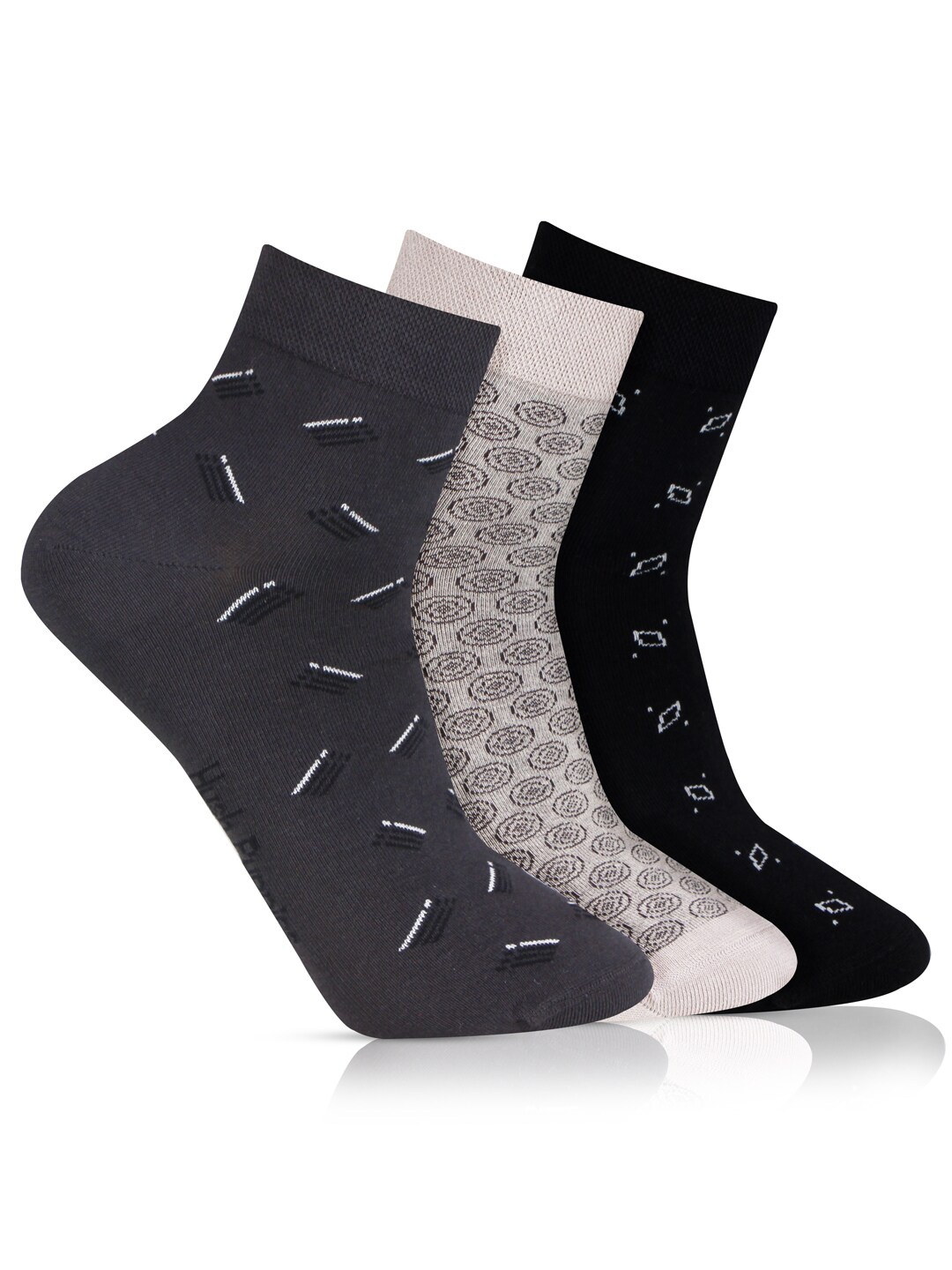 

Hush Puppies Men Pack Of 3 Assorted Ankle-Length Socks