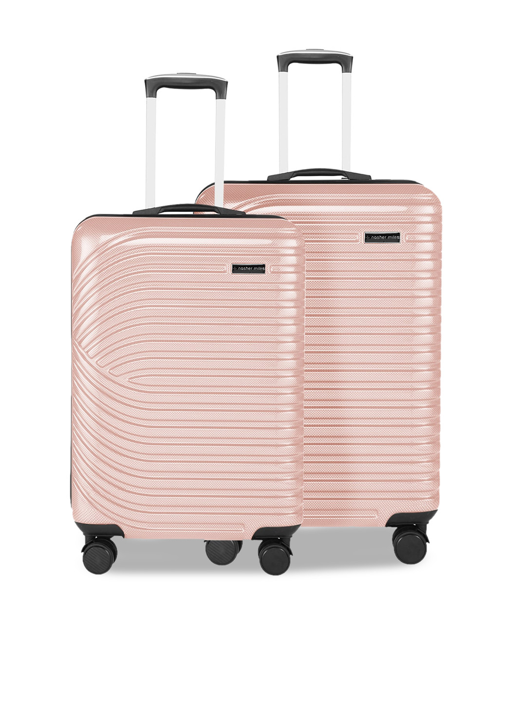 

Nasher Miles Set Of 2 Rose Gold-Toned Textured Hard-Sided Trolley Suitcases