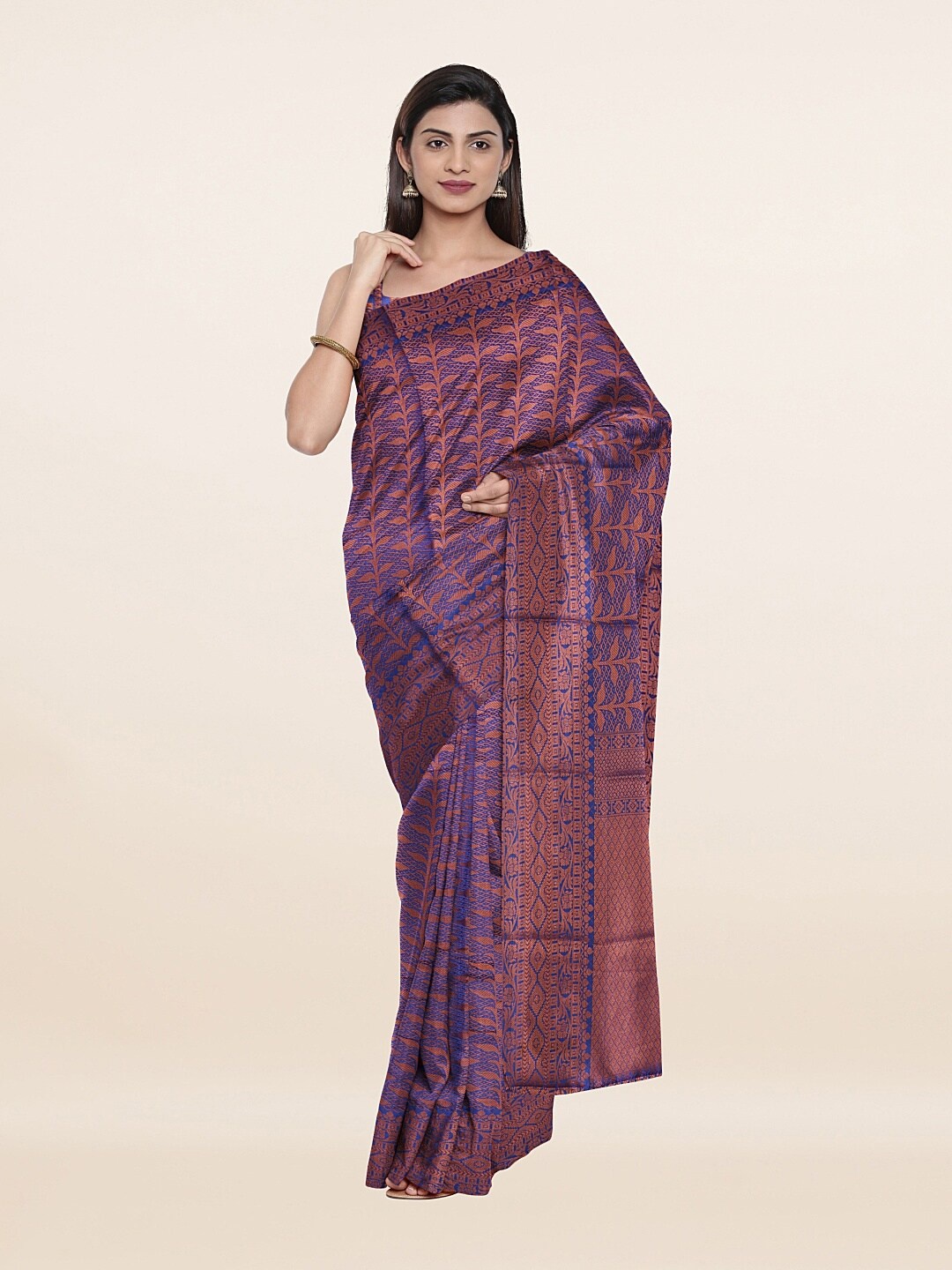 

Pothys Blue & Brown Woven Design Zari Art Silk Saree