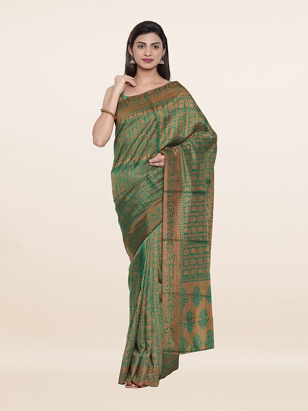 

Pothys Green & Copper Woven Design Zari Art Silk Saree