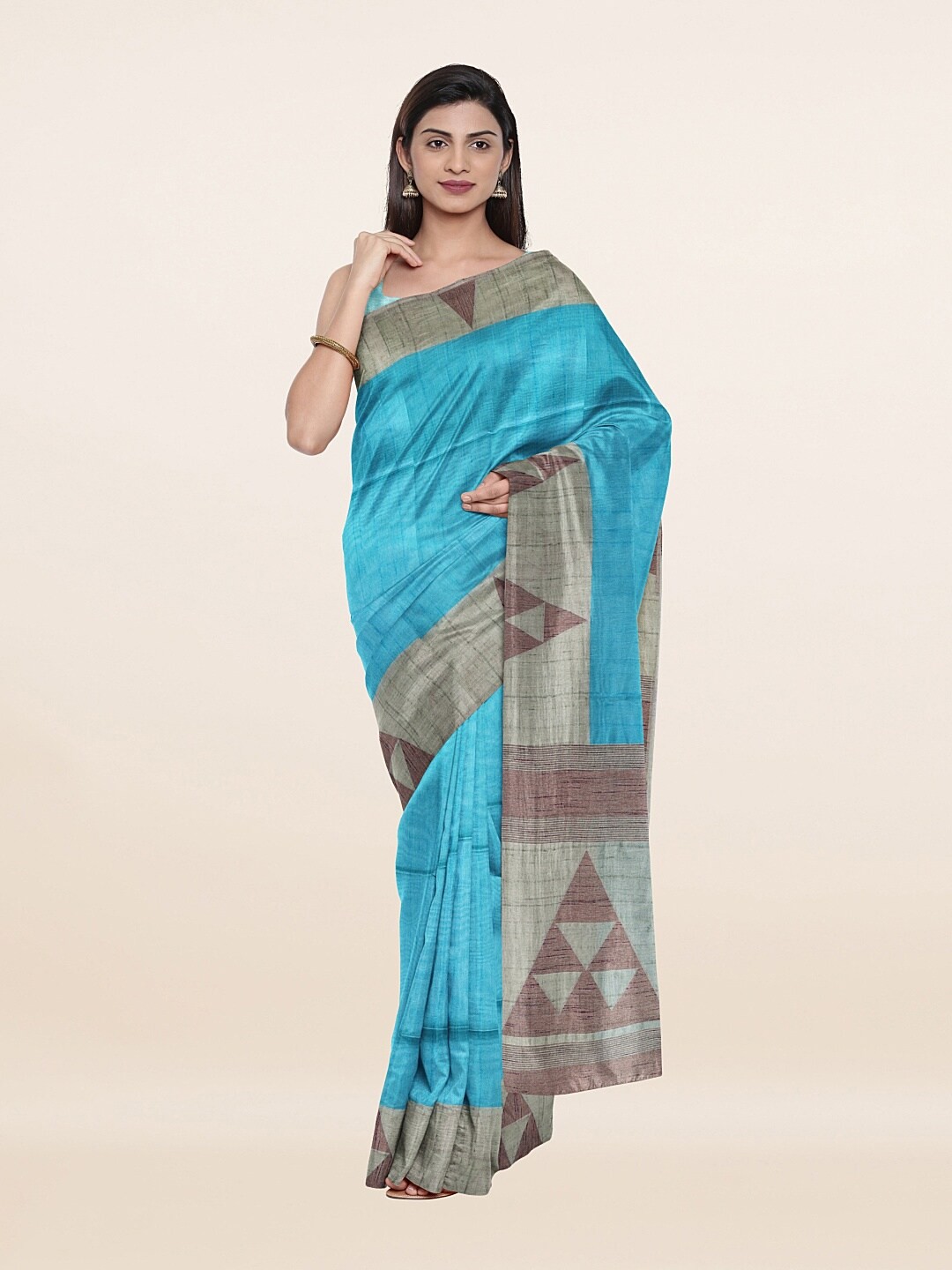 

Pothys Women Blue & Beige Woven Design Saree