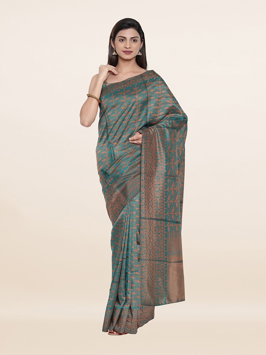 

Pothys Green & Brown Woven Design Zari Art Silk Saree