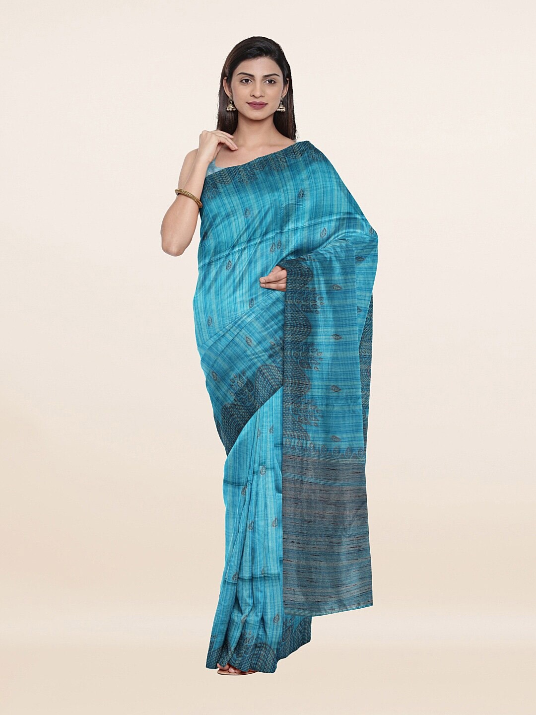 

Pothys Blue Ethnic Motifs Saree