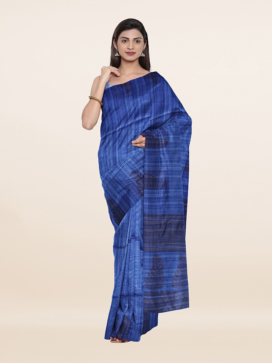 

Pothys Blue Striped Saree