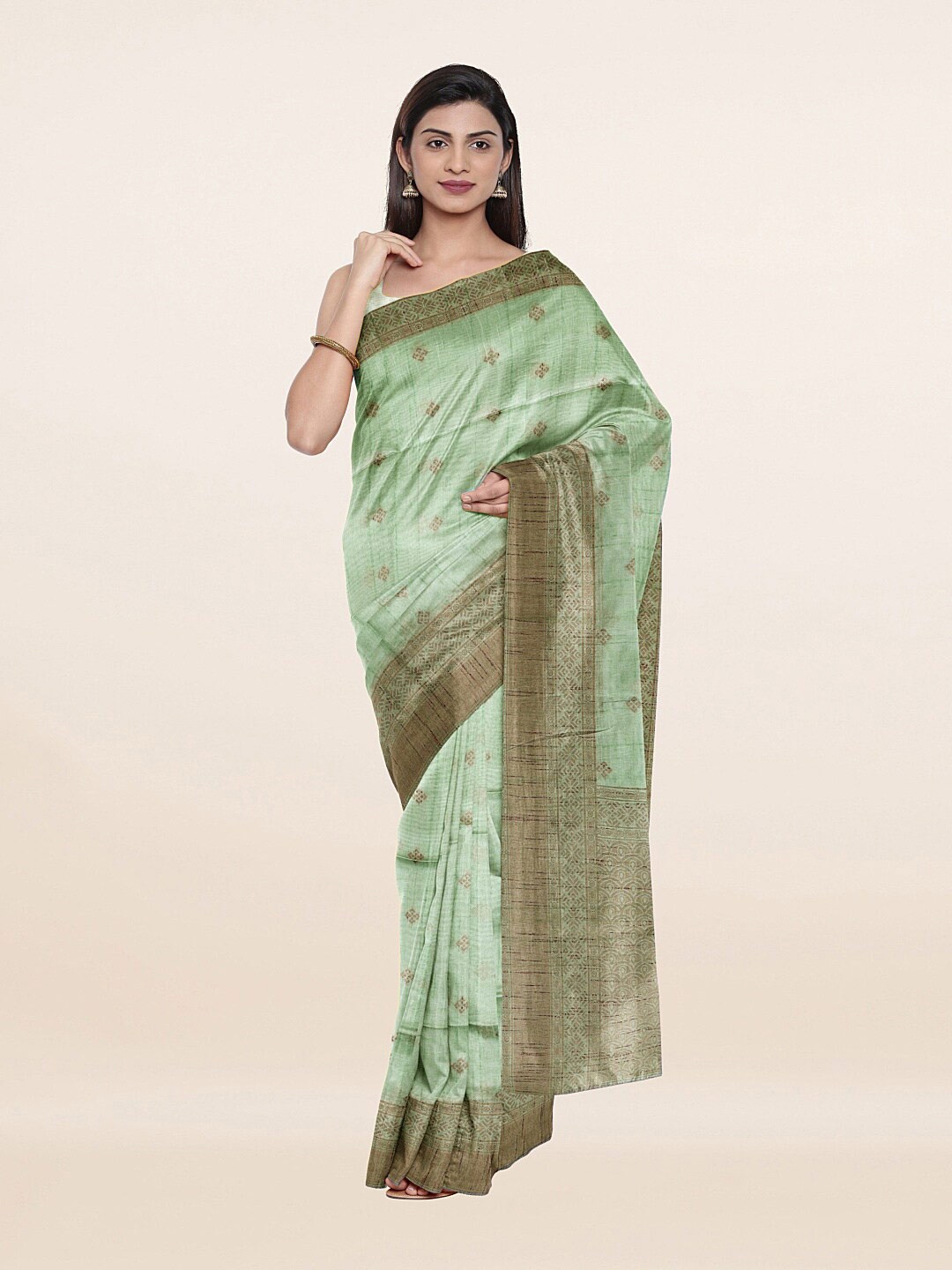

Pothys Green Floral Zari Saree