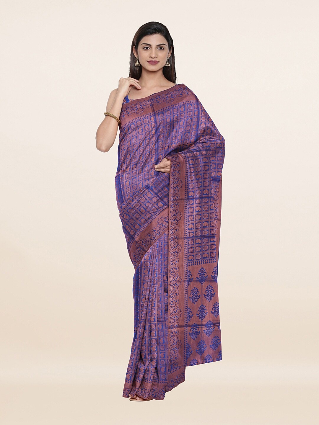 

Pothys Blue Paisley Zari Art Silk Saree