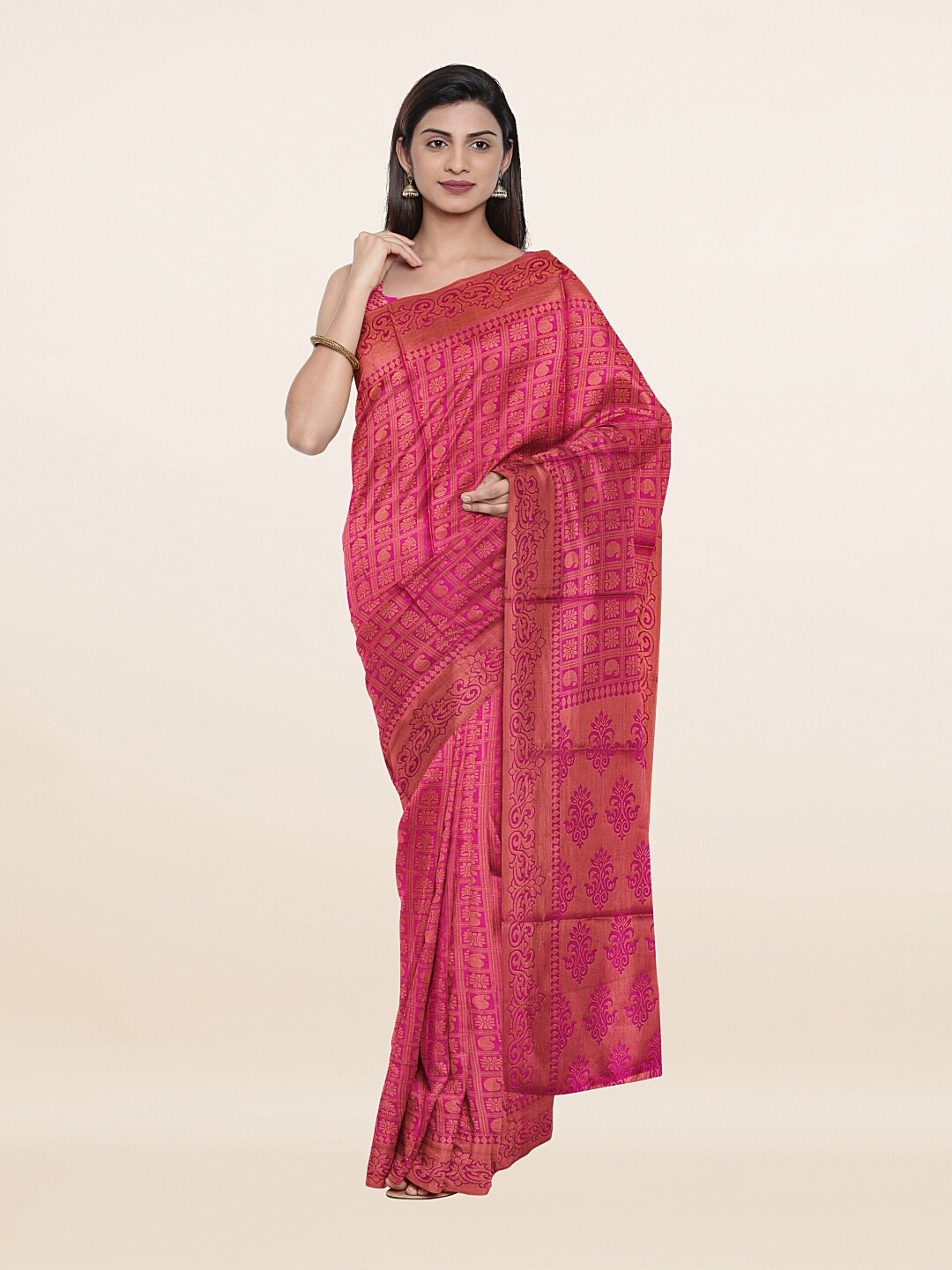 

Pothys Pink Woven Design Zari Art Silk Saree
