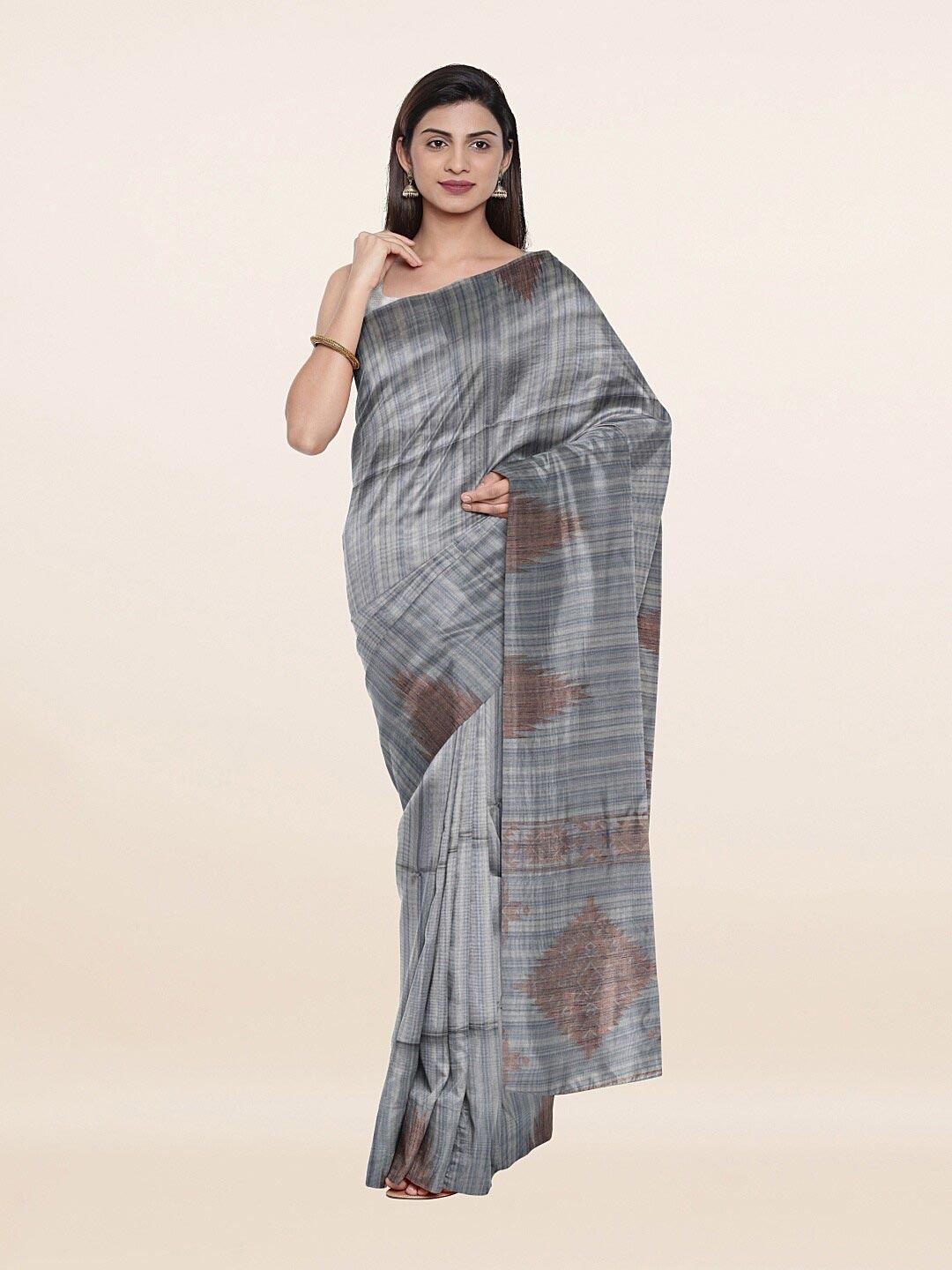 

Pothys Grey & Brown Woven Design Saree