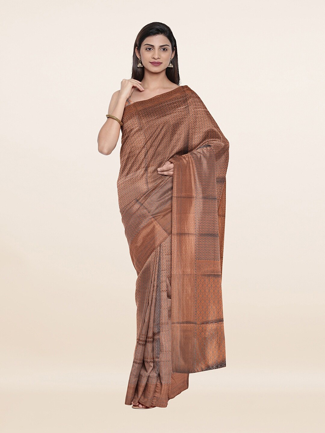 

Pothys Grey & Copper Woven Design Zari Art Silk Saree