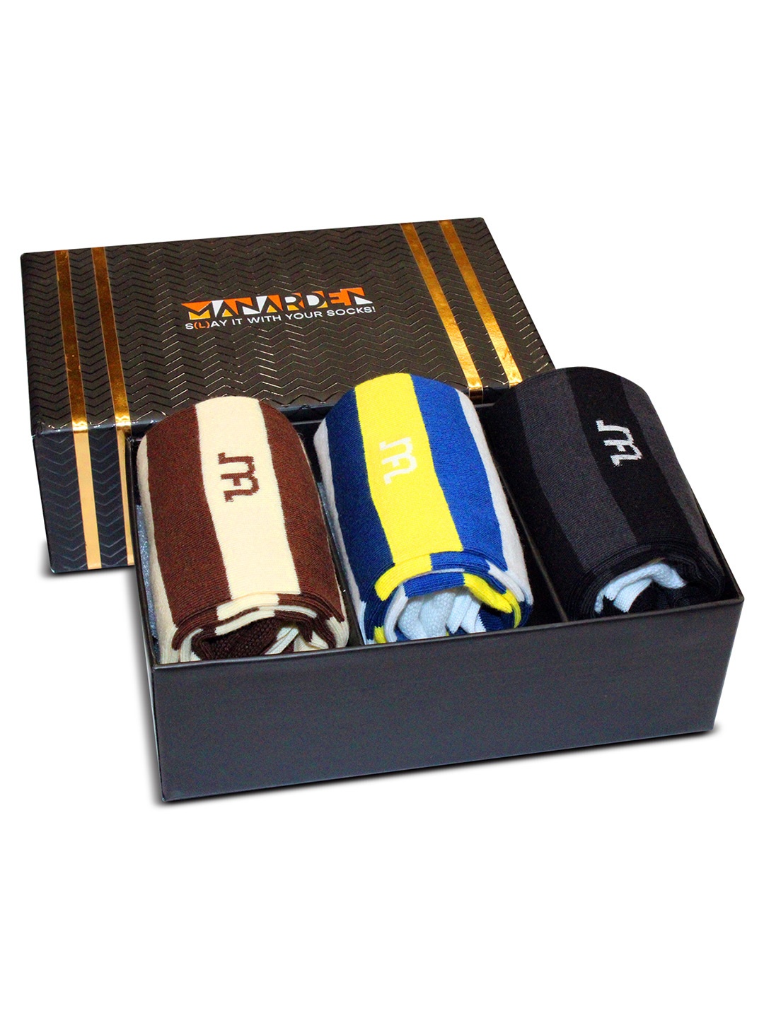 

Man Arden Men Set of 3 Multi-Coloured Patterned Cotton Socks