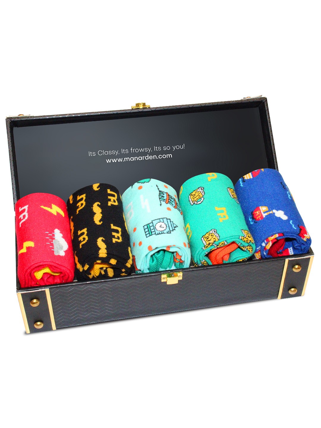 

Man Arden Men Pack Of 5 Multi-Colored Calf-Length Cotton Socks