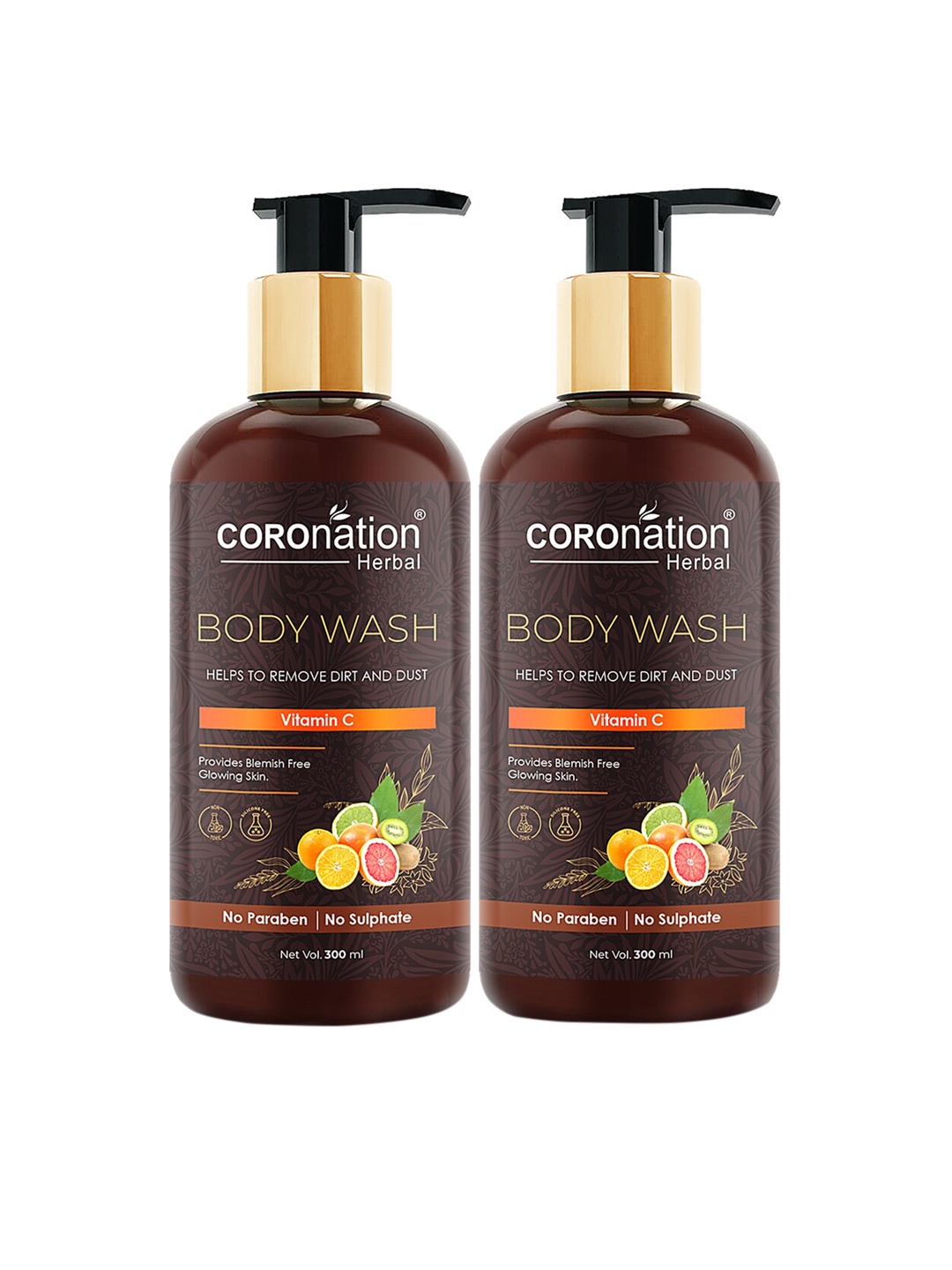 

COROnation Herbal Set of 2 Vitamin C Body Wash for Blemish Free Skin - 300ml each, Brown