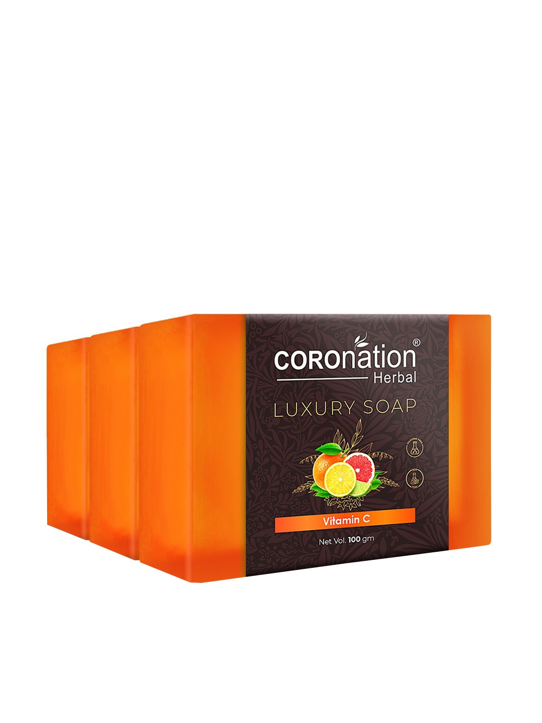 

COROnation Herbal Set of 3 Vitamin C Luxury Soaps - 100g each, Orange