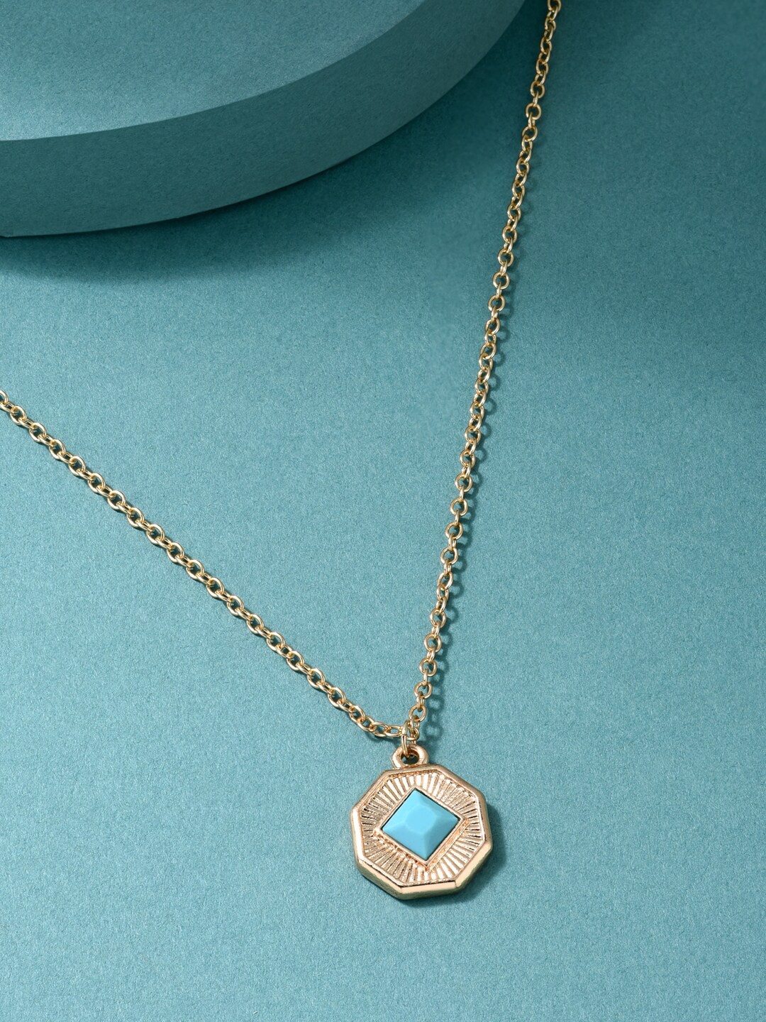 

ToniQ Gold-Toned & Blue Gold-Plated Open Necklace