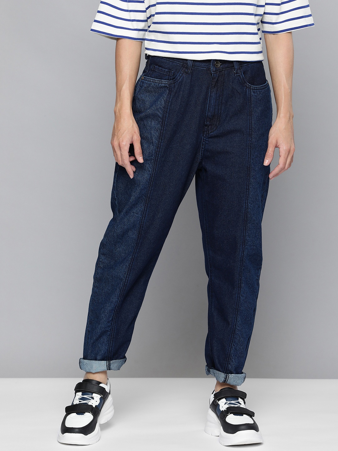 

Flying Machine Women Blue Mom Fit High-Rise Light Fade Stretchable Jeans