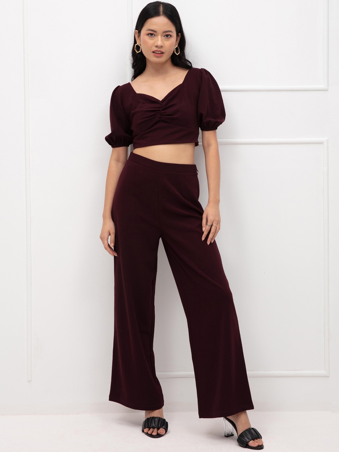 

20Dresses Women Burgundy Solid Co-ord Set