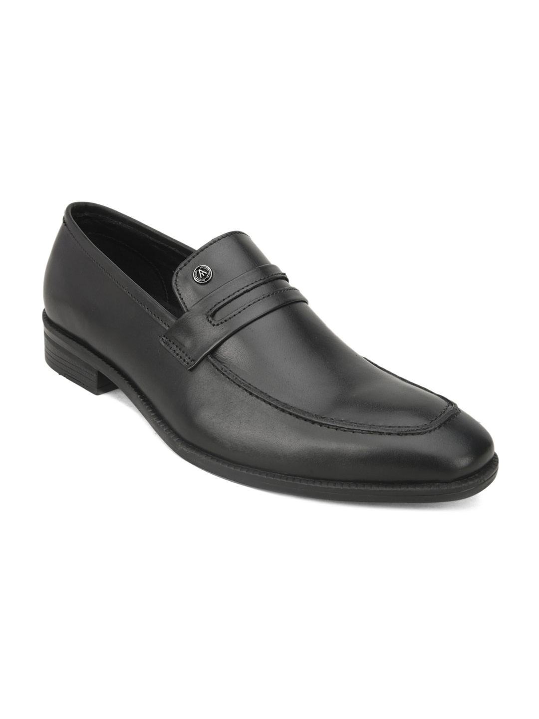 

Alberto Torresi Men Black Solid Leather Formal Slip-On Shoes