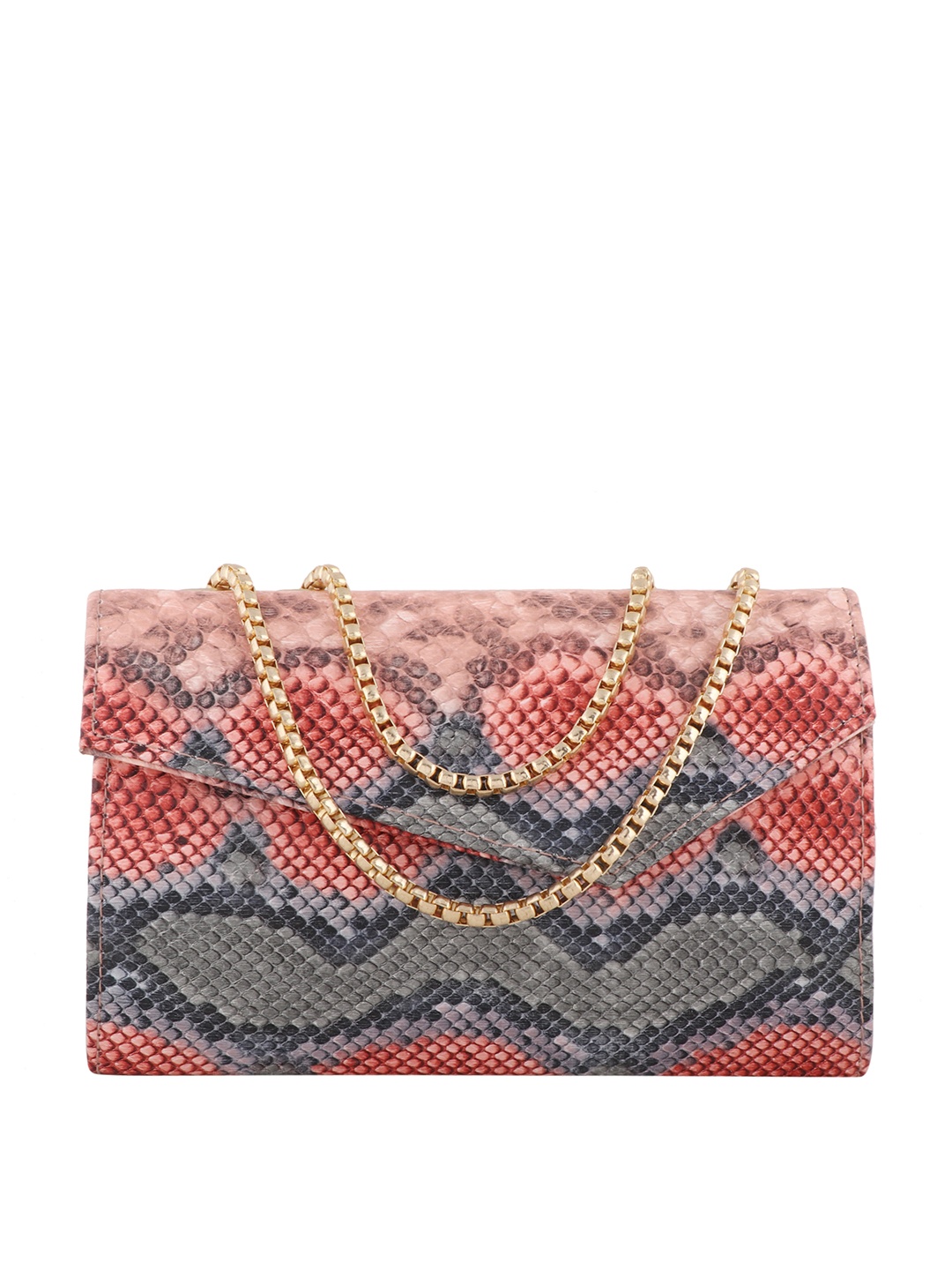 

LEKHX Red Animal Textured PU Structured Shoulder Bag