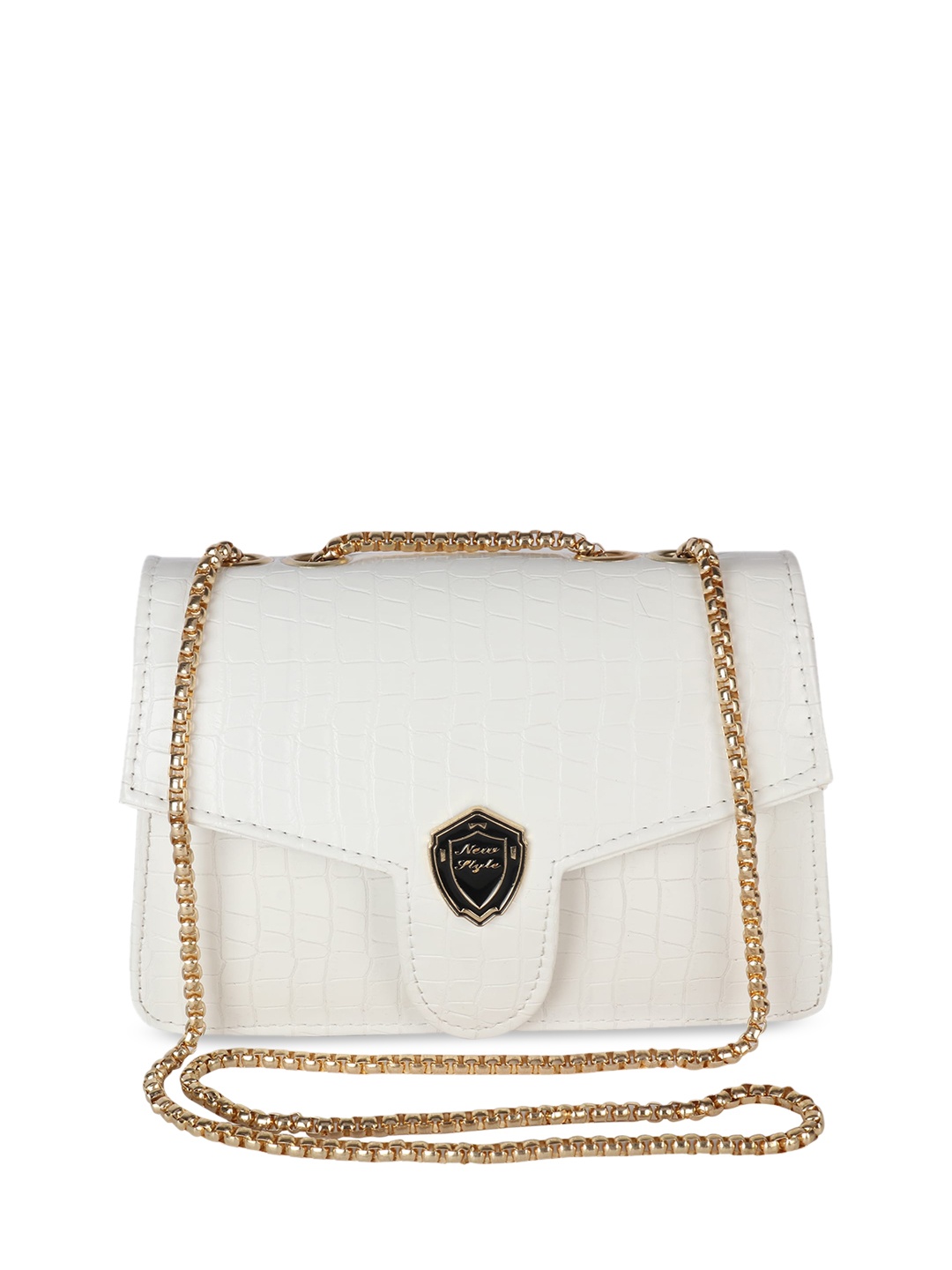 

LEKHX Women White Quilted PU Structured Sling Bag