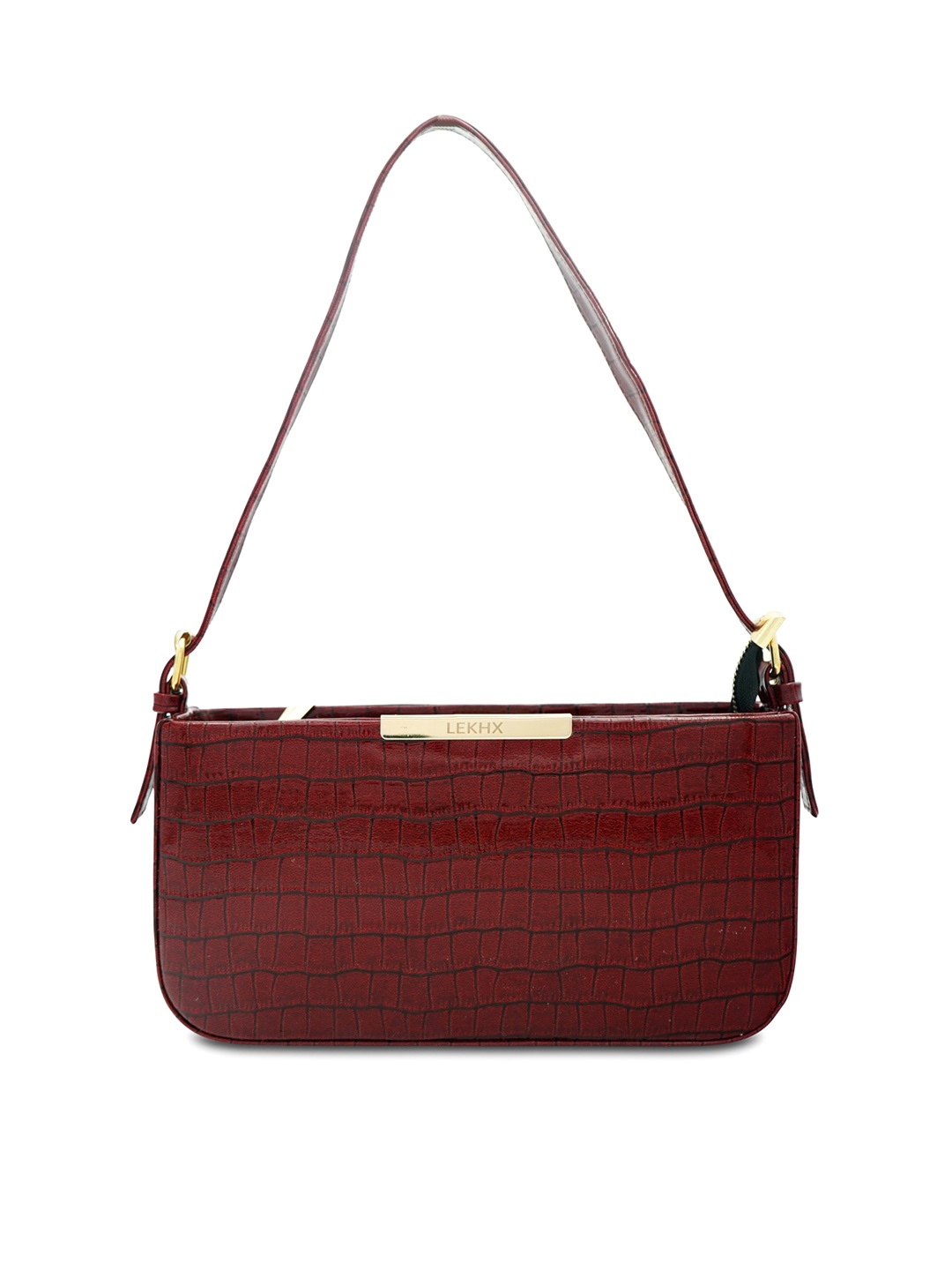 

LEKHX Women Maroon Textured PU Structured Sling Bag