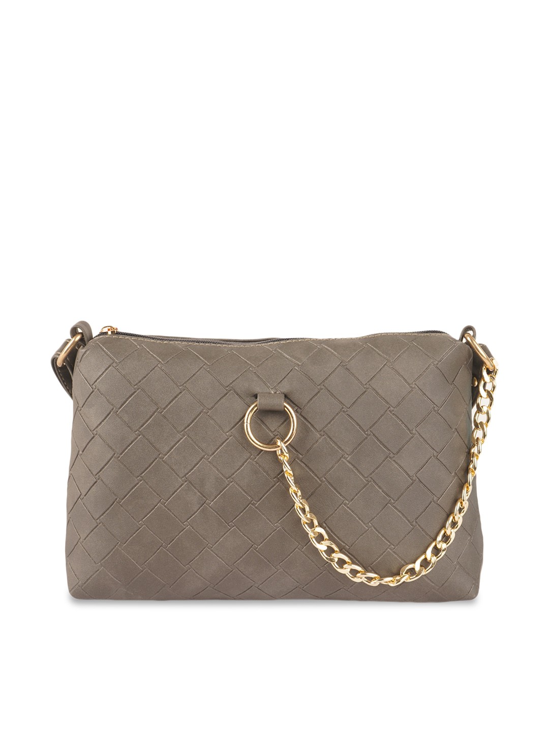 

LEKHX Grey PU Structured Sling Bag with Quilted