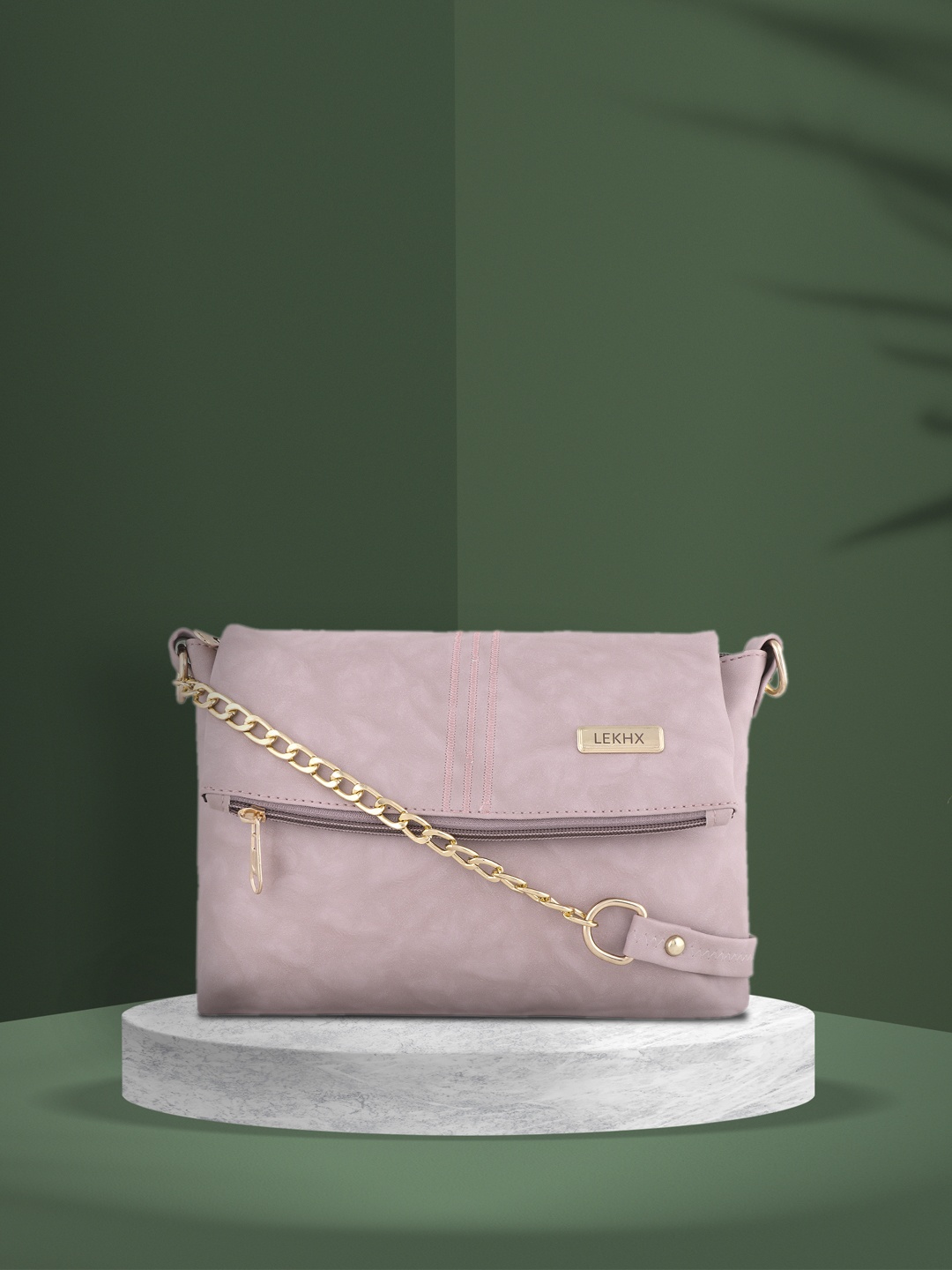 

LEKHX Pink PU Bucket Sling Bag