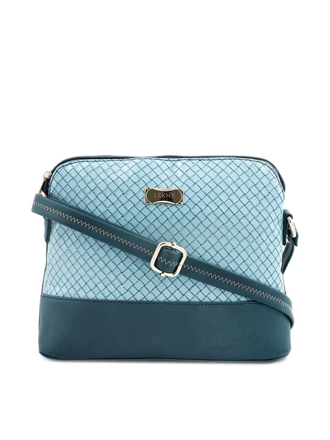 

LEKHX Women Blue PU Textured Sling Bag