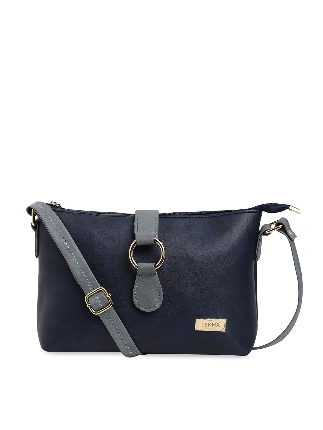 

LEKHX Blue PU Structured Sling Bag with Tasselled