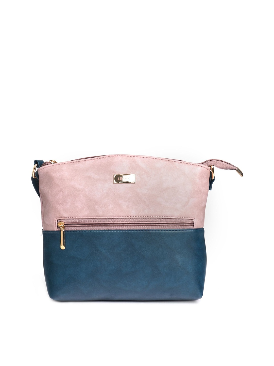 

LEKHX Pink Colourblocked PU Oversized Shopper Sling Bag
