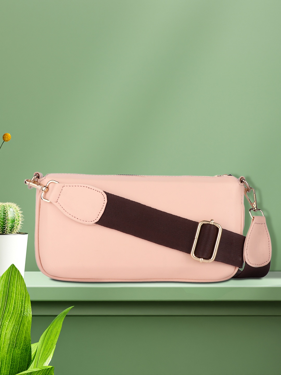 

LEKHX Women Pink PU Structured Sling Bag