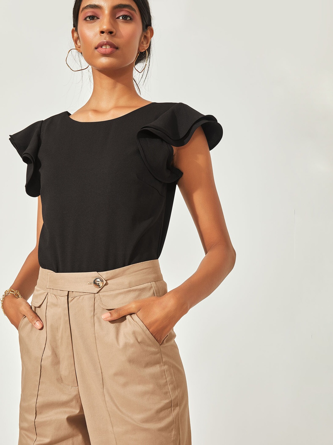 

The Label Life Black Ruffle Sleeve Bodysuit