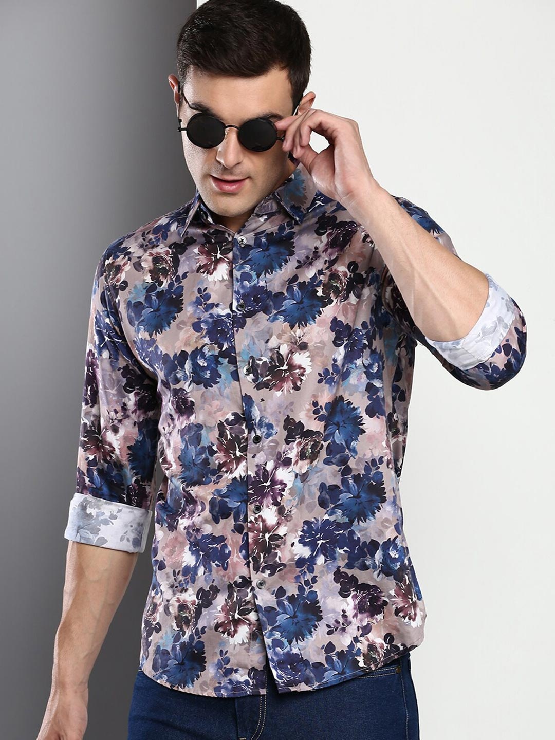 

Dennis Lingo Men Mauve Slim Fit Floral Printed Casual Shirt