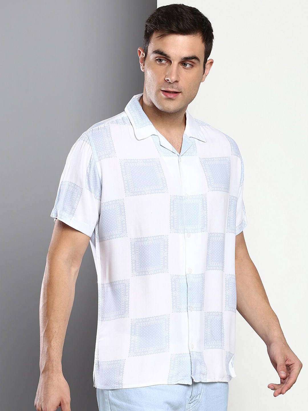 

Dennis Lingo Men Blue Slim Fit Colourblocked Casual Shirt